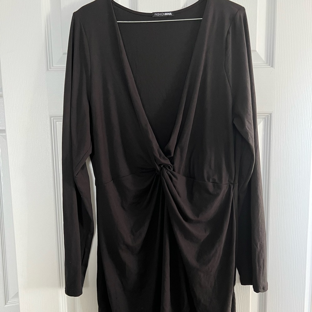 Fashion Nova Black slit dress